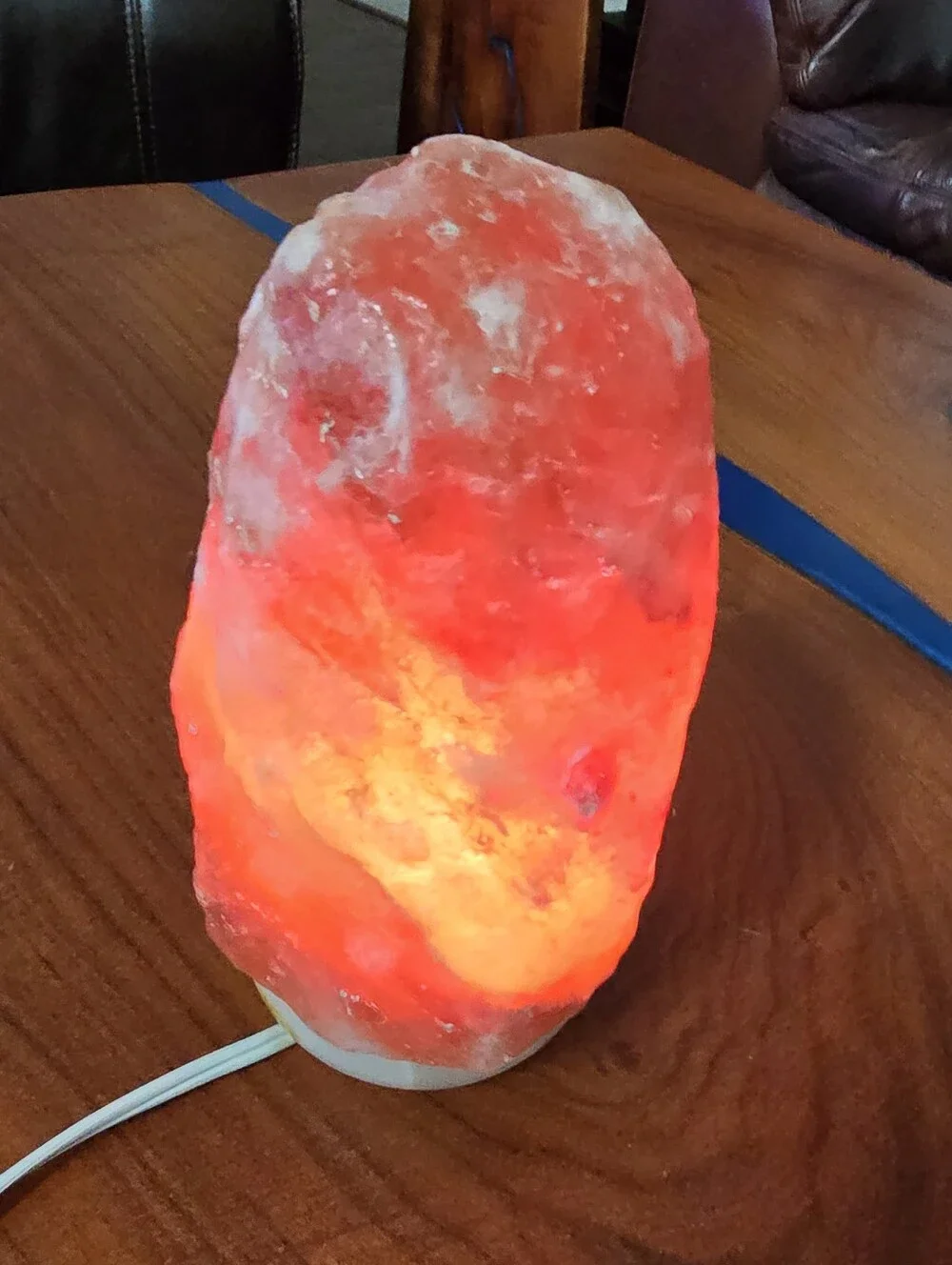 Red Himalayan Salt Lamp on An Onyx Marble Base  9 Inches Long